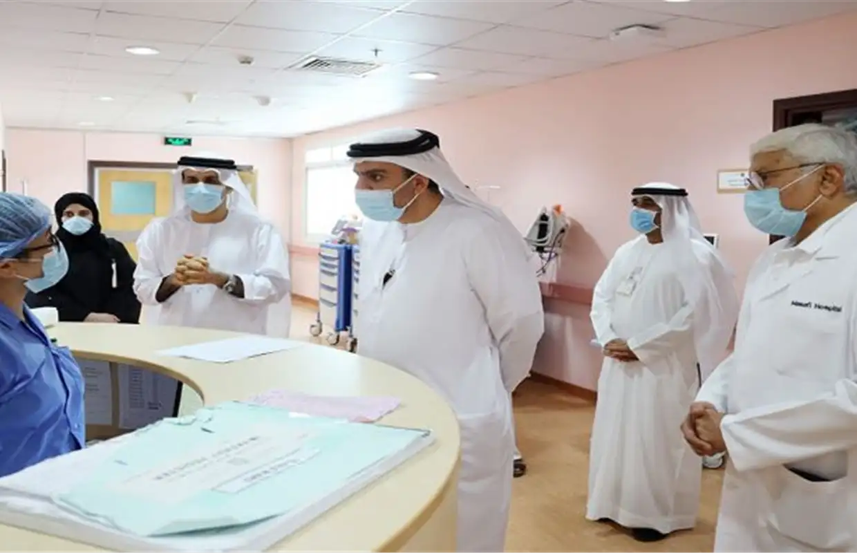 His Excellency Dr. Mohamed Salim Al Olama, the Chairman of Emirates Health Services during his visits to Masafi Hospital in Fujairah, one of the hospitals allocated to the treatment of the new coronavirus (COVID-19) patients. Aims to identify the efforts of the medical, technical and administrative cadres in providing distinctive and efficient healthcare .